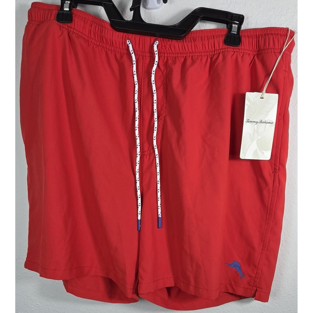 Tommy Bahama Naples Swim Trunks Mens XL Boomerang Red Drawstring Pockets NWT